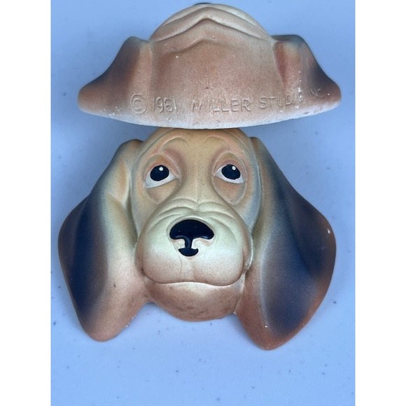 Miller Studio Inc 1961 Vintage Basset Hound Dog Head Wall Plaques Set of 2 - Picture 6 of 13
